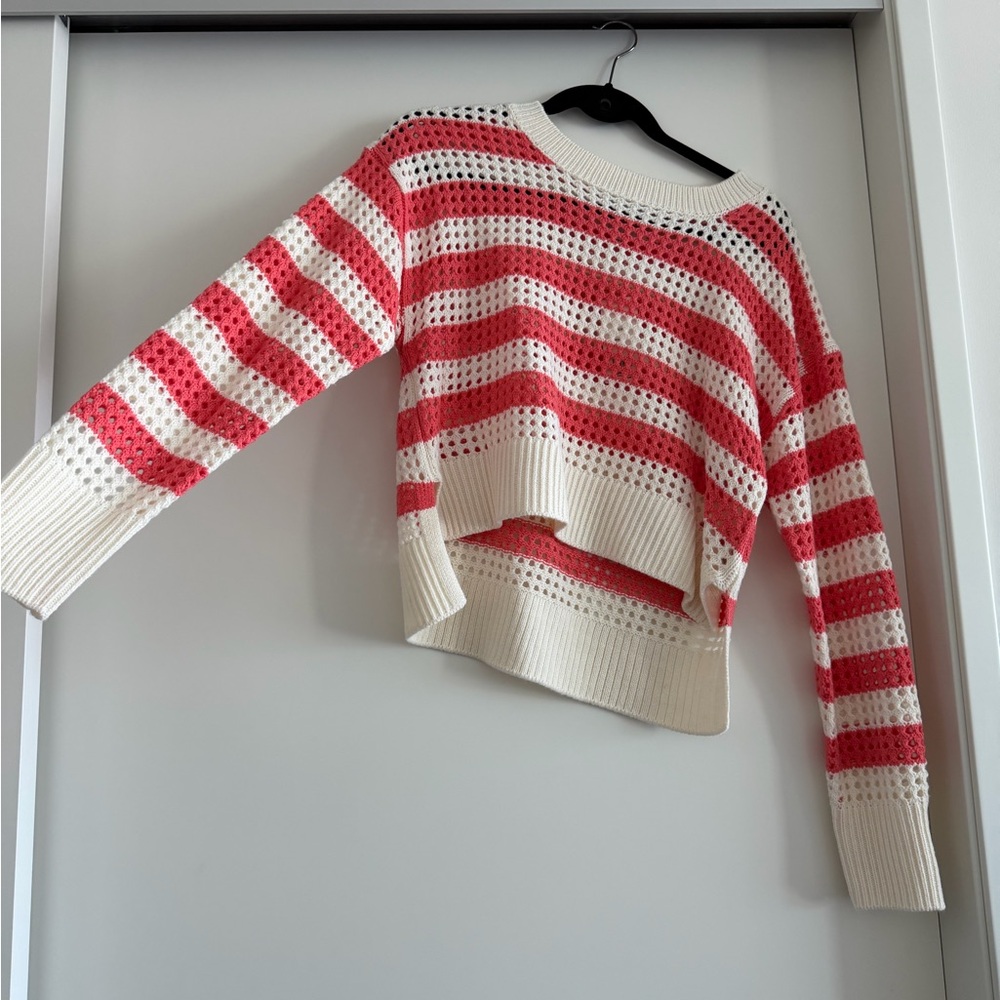 Pink Rose Red and White Striped Sweater